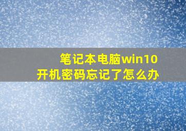 笔记本电脑win10开机密码忘记了怎么办