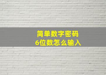 简单数字密码6位数怎么输入