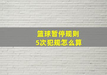 篮球暂停规则5次犯规怎么算