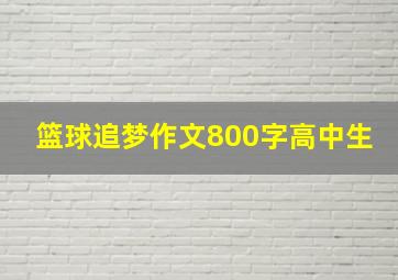 篮球追梦作文800字高中生