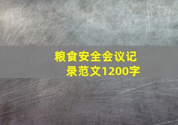 粮食安全会议记录范文1200字