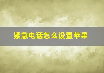 紧急电话怎么设置苹果