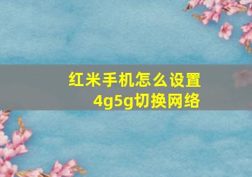 红米手机怎么设置4g5g切换网络