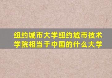 纽约城市大学纽约城市技术学院相当于中国的什么大学