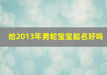 给2013年男蛇宝宝起名好吗