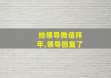 给领导微信拜年,领导回复了