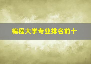 编程大学专业排名前十