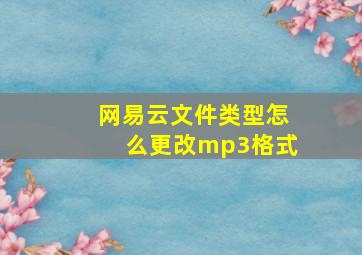 网易云文件类型怎么更改mp3格式