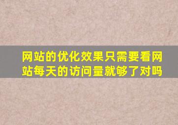 网站的优化效果只需要看网站每天的访问量就够了对吗