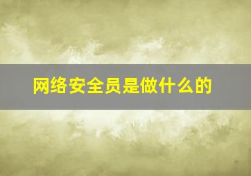 网络安全员是做什么的