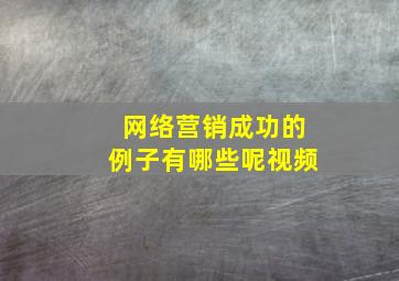 网络营销成功的例子有哪些呢视频