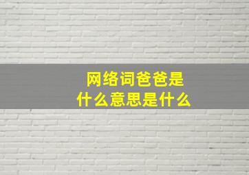 网络词爸爸是什么意思是什么