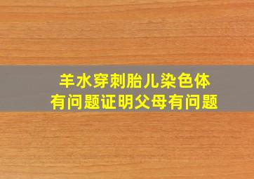 羊水穿刺胎儿染色体有问题证明父母有问题