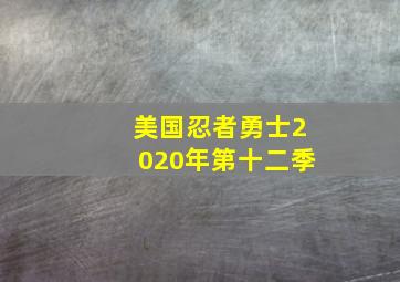 美国忍者勇士2020年第十二季