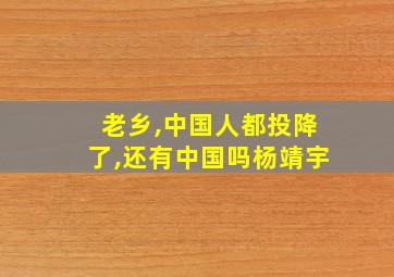 老乡,中国人都投降了,还有中国吗杨靖宇