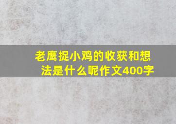 老鹰捉小鸡的收获和想法是什么呢作文400字