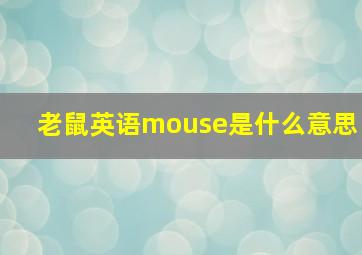 老鼠英语mouse是什么意思