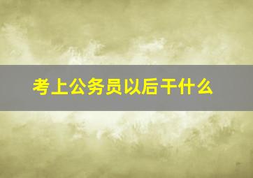 考上公务员以后干什么