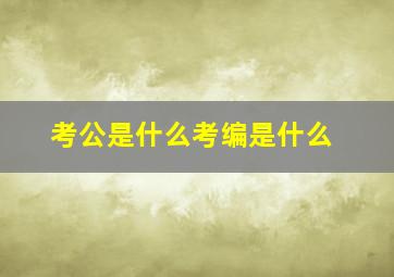 考公是什么考编是什么