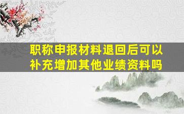 职称申报材料退回后可以补充增加其他业绩资料吗