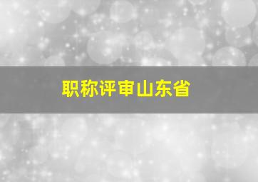 职称评审山东省