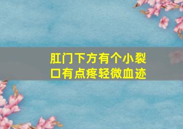 肛门下方有个小裂口有点疼轻微血迹