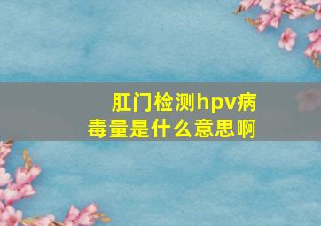 肛门检测hpv病毒量是什么意思啊