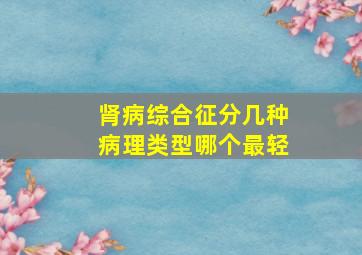 肾病综合征分几种病理类型哪个最轻