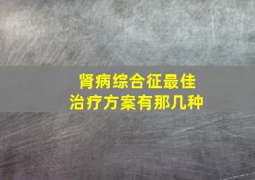 肾病综合征最佳治疗方案有那几种