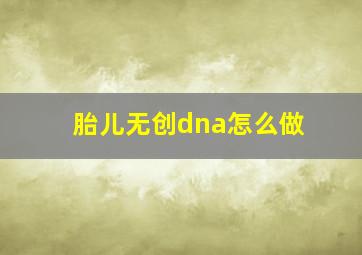 胎儿无创dna怎么做