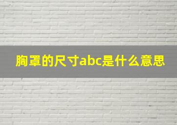 胸罩的尺寸abc是什么意思