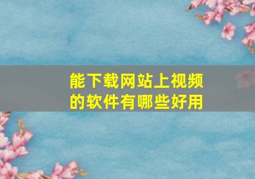 能下载网站上视频的软件有哪些好用