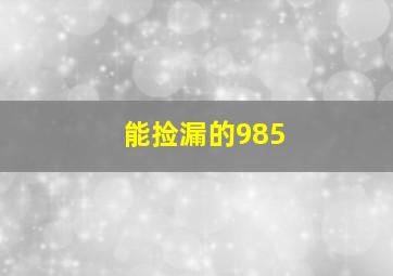 能捡漏的985