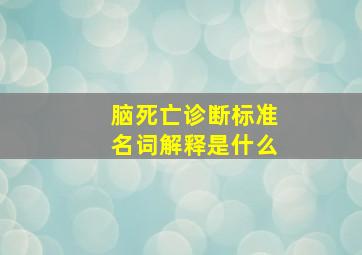 脑死亡诊断标准名词解释是什么