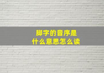 脚字的音序是什么意思怎么读