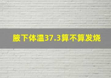 腋下体温37.3算不算发烧