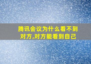 腾讯会议为什么看不到对方,对方能看到自己