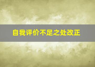 自我评价不足之处改正