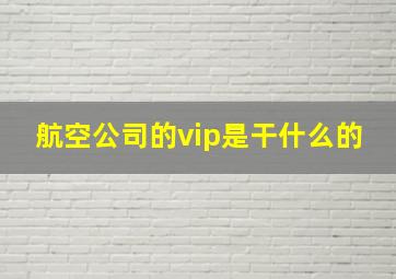 航空公司的vip是干什么的