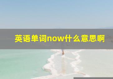 英语单词now什么意思啊