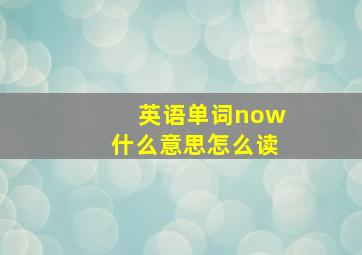 英语单词now什么意思怎么读