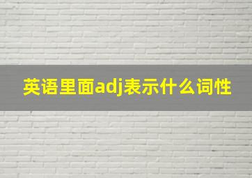 英语里面adj表示什么词性