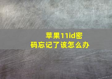 苹果11id密码忘记了该怎么办