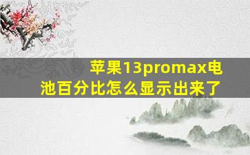 苹果13promax电池百分比怎么显示出来了