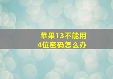 苹果13不能用4位密码怎么办