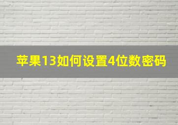 苹果13如何设置4位数密码