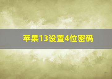 苹果13设置4位密码