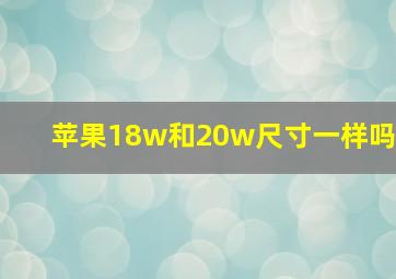 苹果18w和20w尺寸一样吗