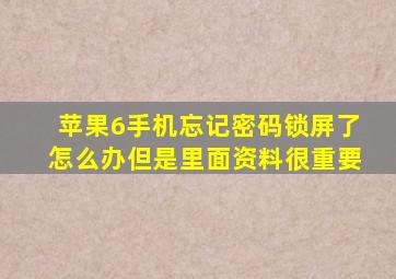 苹果6手机忘记密码锁屏了怎么办但是里面资料很重要