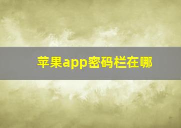 苹果app密码栏在哪